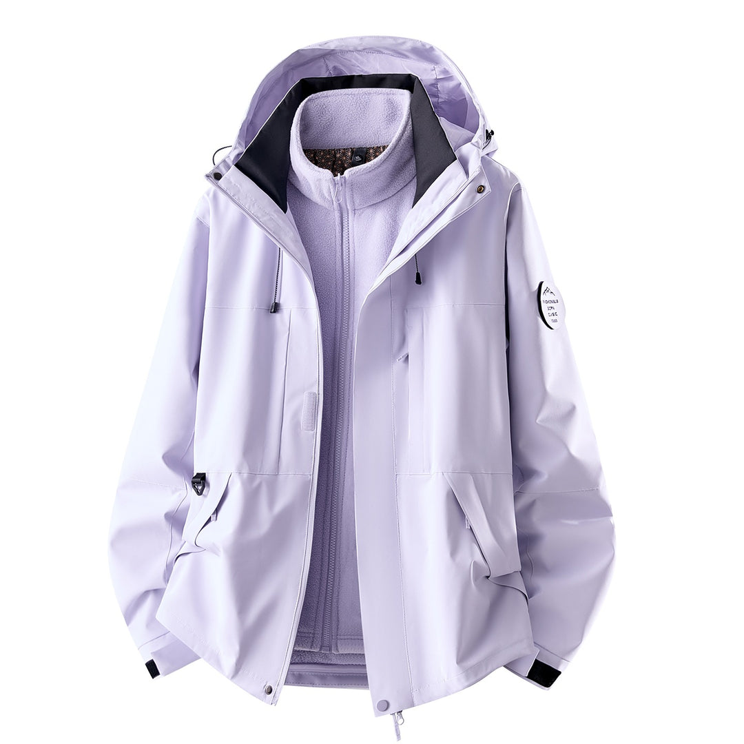 Damen Dreiteilige wasserdichte Outdoorjacke mit abnehmbarem Fleece-Innenlayer Echoarchiv