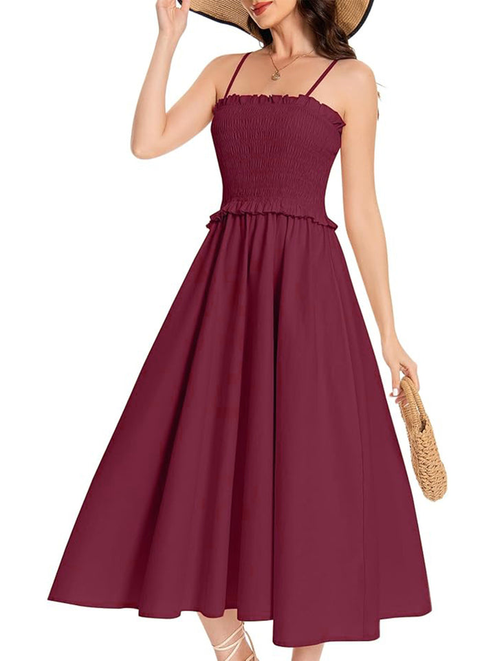 Damen Midi-Kleid mit elastischem Oberteil und weiten Rock Echo Archiv
