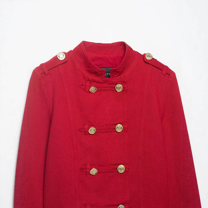 Damen Cropped Militärjacke im Matrosenstil mit goldenen Zierriegeln und Stehkragen Echo Archiv