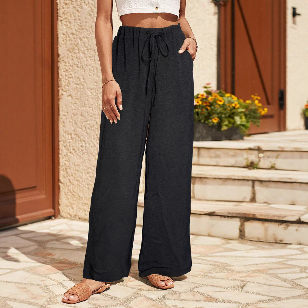 Damen Leichte Palazzo-Culotte aus Feinstrick mit hohem Komfortbund und Kordelzug – Avélisse