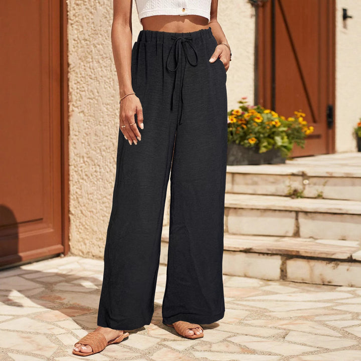 Damen Leichte Palazzo-Culotte aus Feinstrick mit hohem Komfortbund und Kordelzug – Avélisse