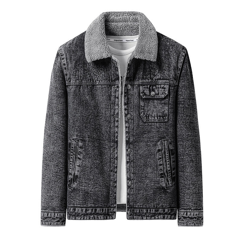 Herren Lässige Denimjacke mit Teddyfellkragen – Denvaro