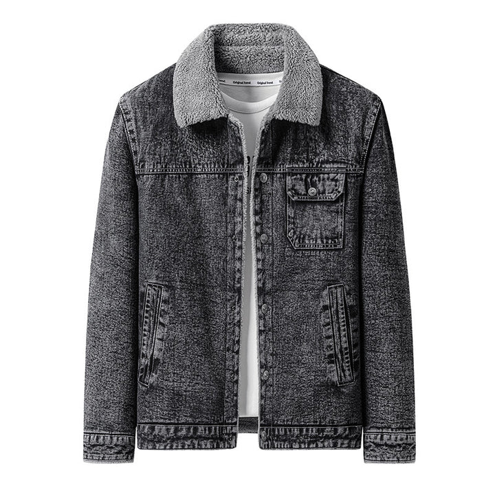 Herren Lässige Denimjacke mit Teddyfellkragen – Denvaro