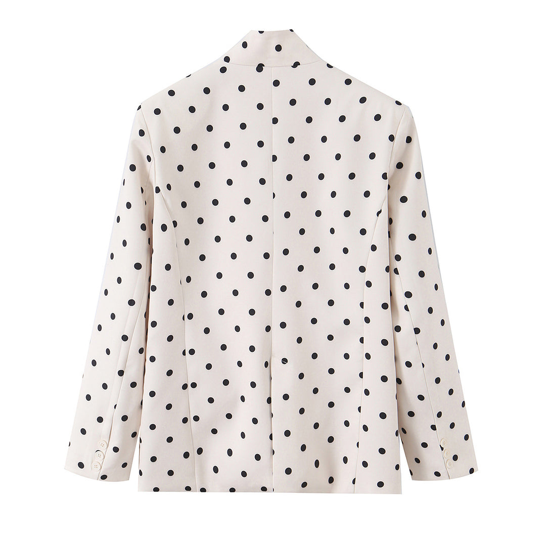 Damen Gepunkteter Boxy‑Blazer mit Stehkragen und Pattentaschen Echoarchiv