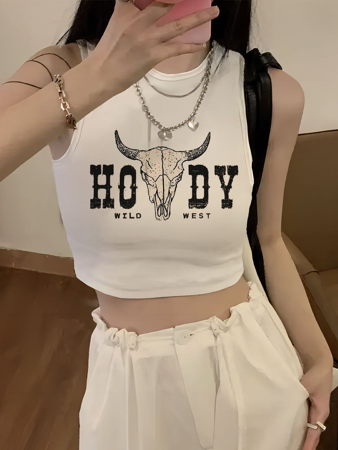 Damen Crop-Top mit kreativem Spruch und lässigem Schnitt Echo Archiv