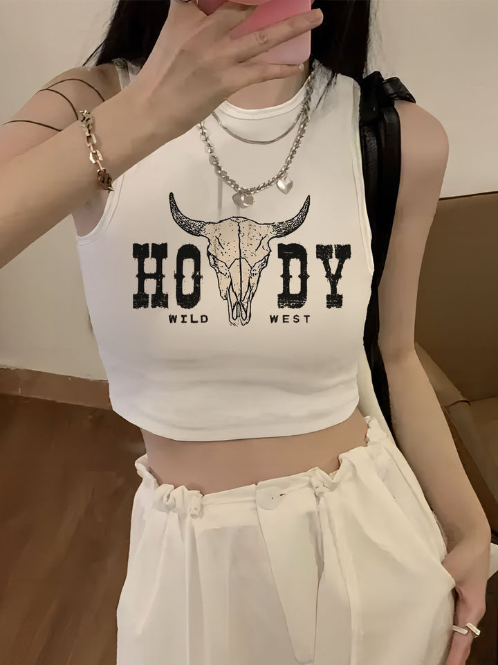 Damen Crop-Top mit kreativem Spruch und lässigem Schnitt Echo Archiv