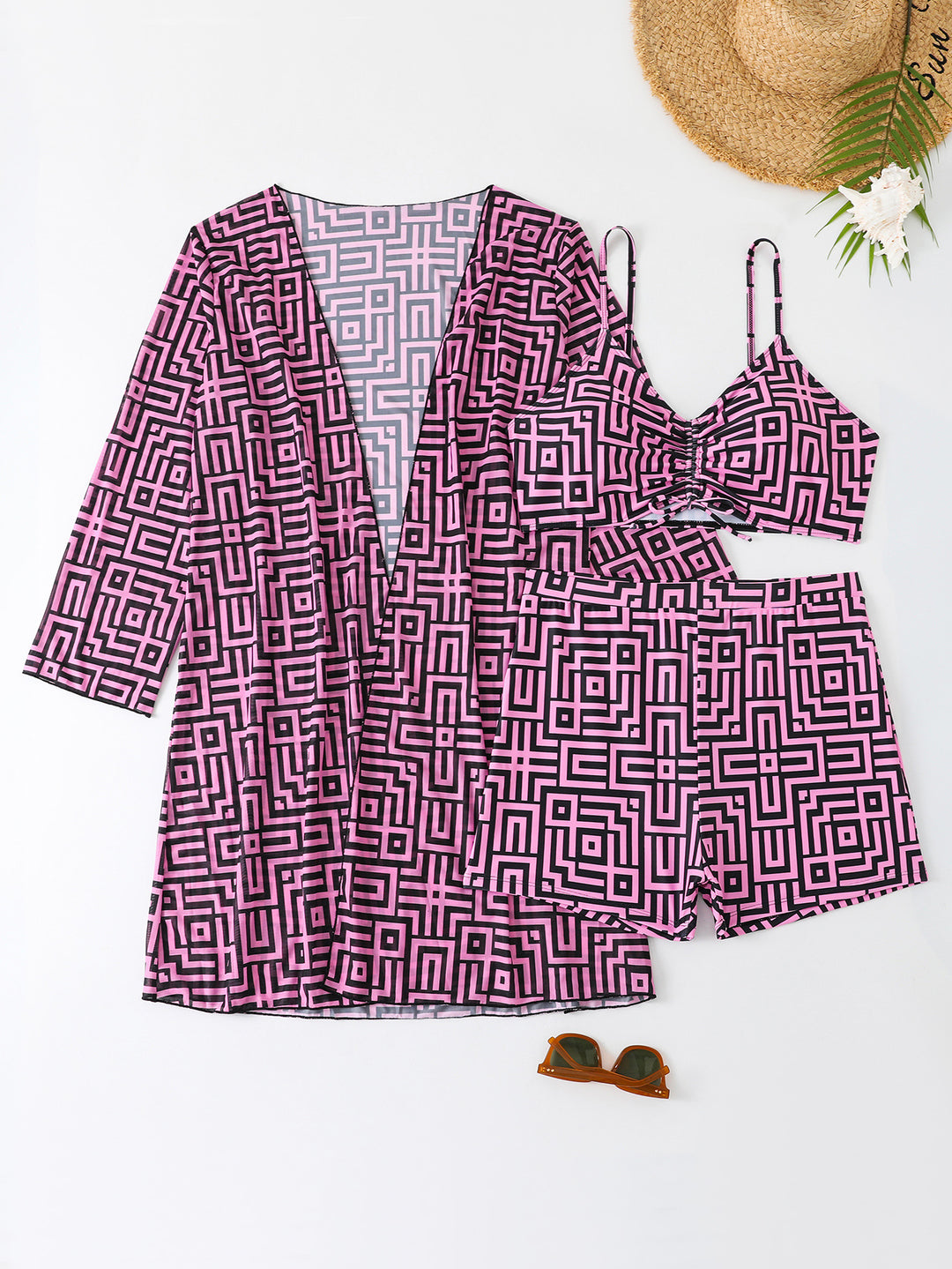 Damen Bademode-Set mit stylischem Kimono und Shorts Echo Archiv