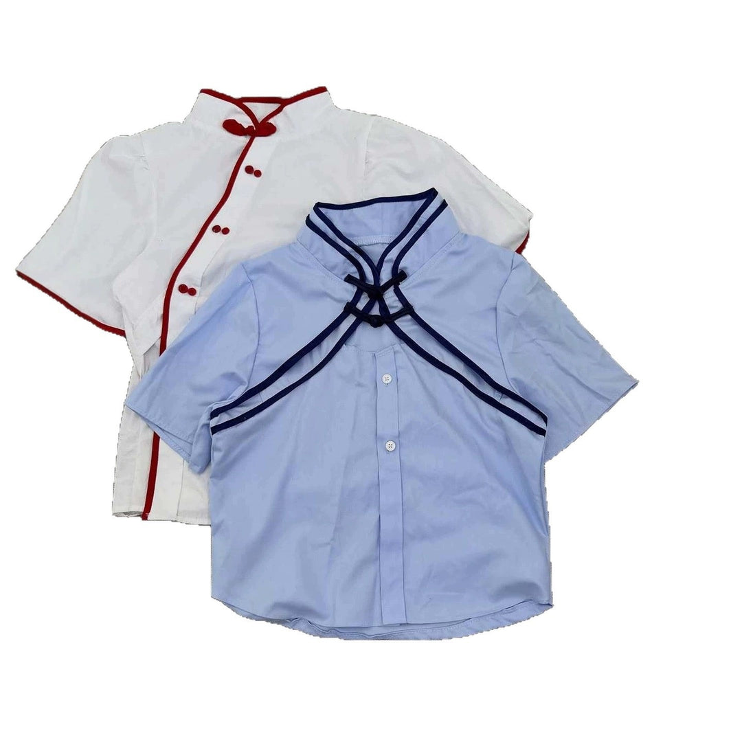 Damen Elegante Chiffon-Bluse mit Stehkragen und Rüschendetails Echo Archiv