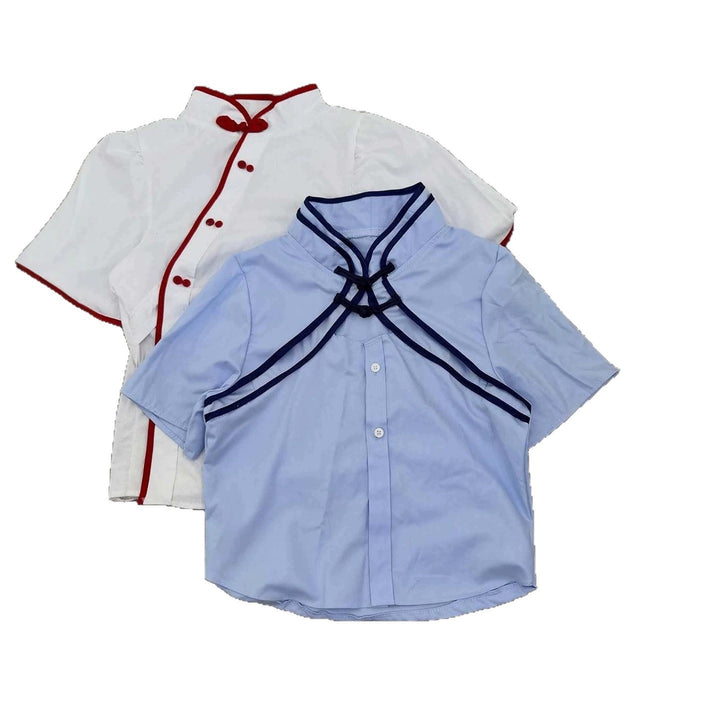 Damen Elegante Chiffon-Bluse mit Stehkragen und Rüschendetails Echo Archiv