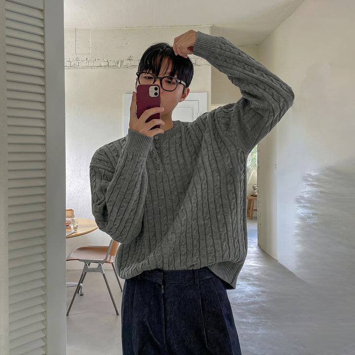 Herren Grobstrickpullover mit Rundhalsausschnitt Echoarchiv