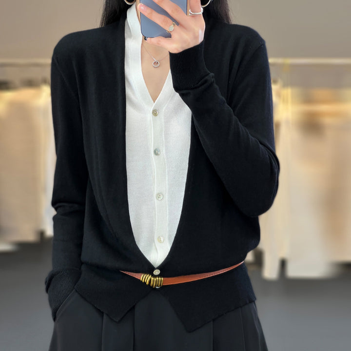 Damen Leichter Offener Feinstrick-Cardigan mit asymmetrischer Zipfelkante und taillierter Silhouette Echoarchiv