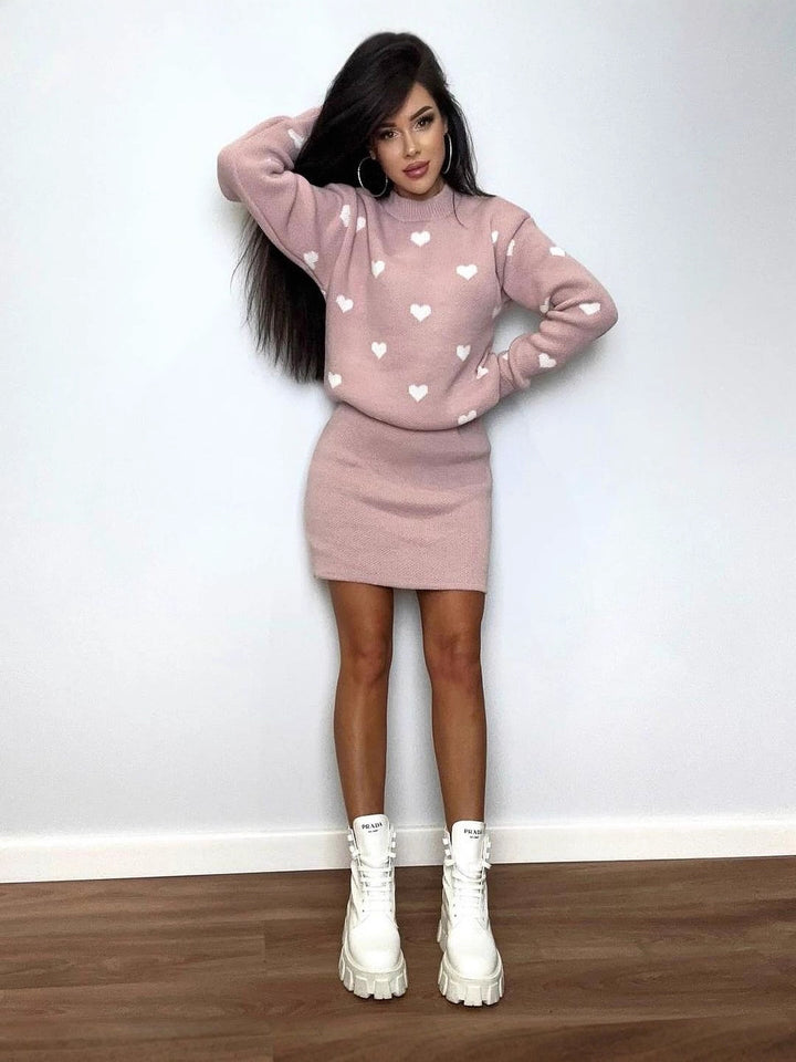 Damen Pullover mit Herzjacquard und lockerem Oversize-Schnitt Echoarchiv
