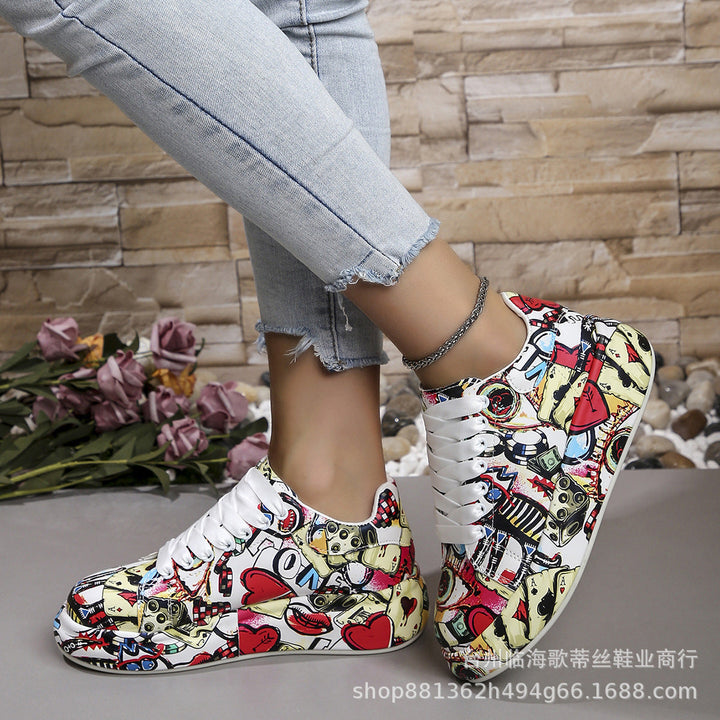 Damen modische High-Top Sneakers mit buntem Grafikdesign Echo Archiv