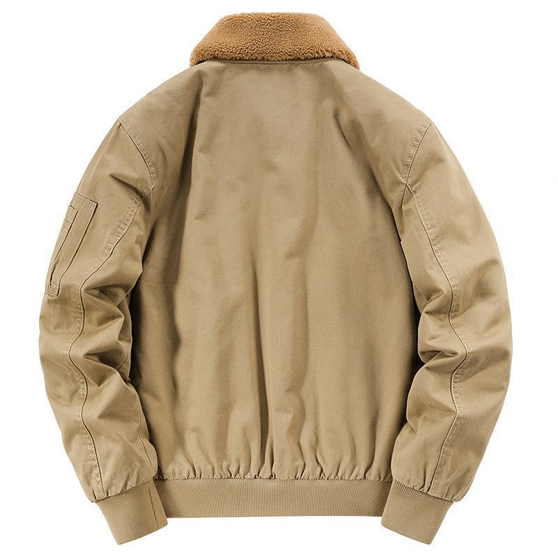 Herren Baumwoll-Canvas Bomberjacke mit Teddykragen, gesteppter Thermofütterung und Utility-Ärmeltasche – Brevano