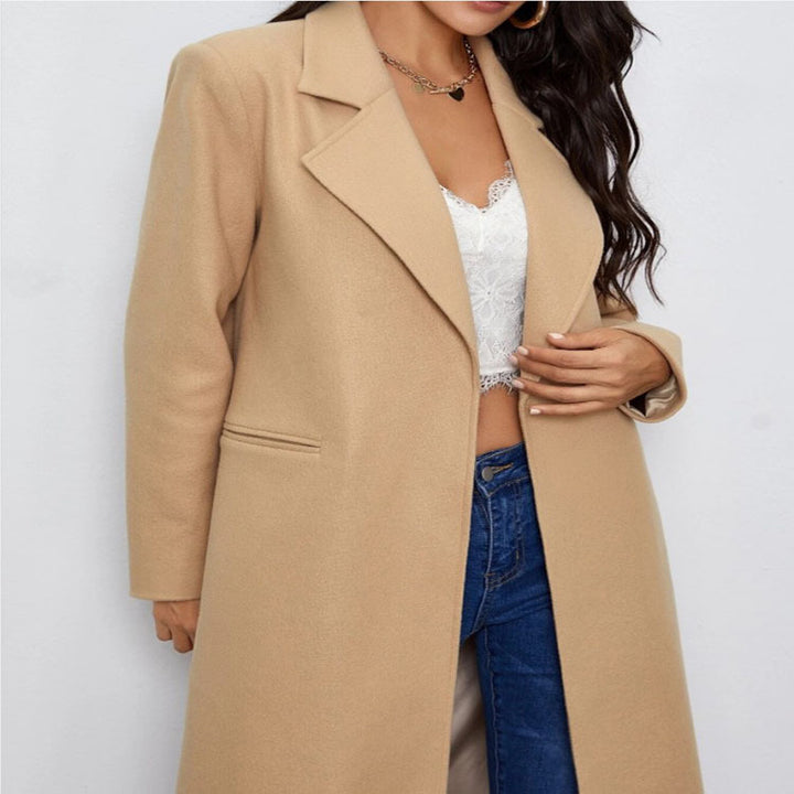 Damen Maxilanger Einreihiger Mantel im minimalistischen Tailoring mit verdeckter Knopfleiste und Eingrifftaschen Echoarchiv