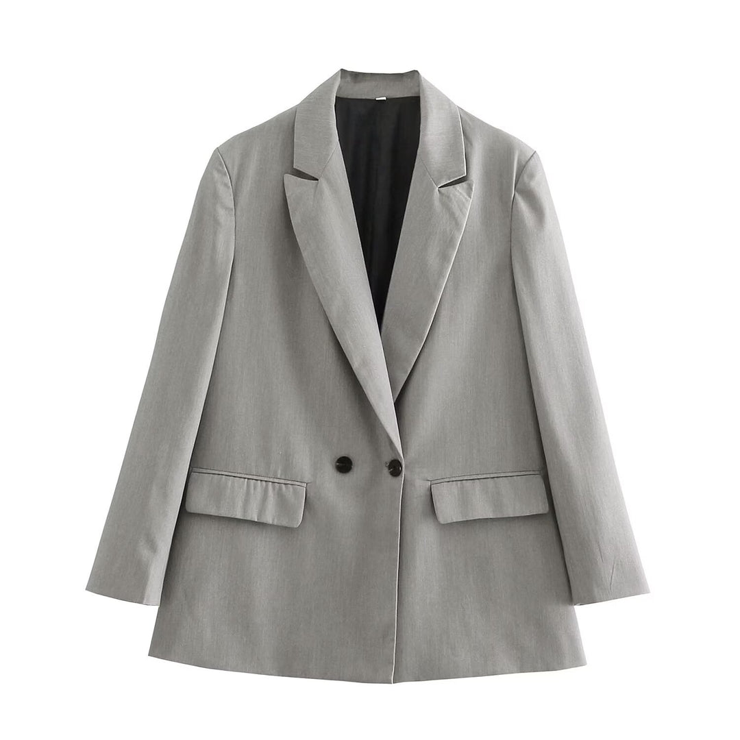 Damen nan taillierter Doppelreihiger Blazer mit schmalem Revers, aufgesetzten Pattentaschen und klarer Silhouette Echo Archiv