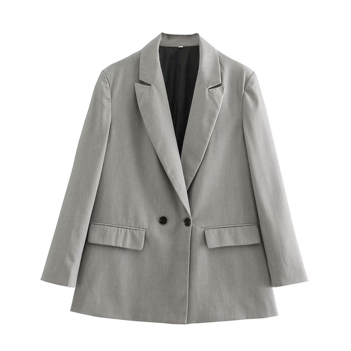 Damen nan taillierter Doppelreihiger Blazer mit schmalem Revers, aufgesetzten Pattentaschen und klarer Silhouette Echo Archiv