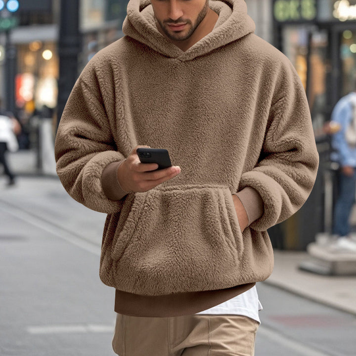Herren übergroßer Fleece-Hoodie mit Kängurutasche und gemütlichem Schnitt Echoarchiv