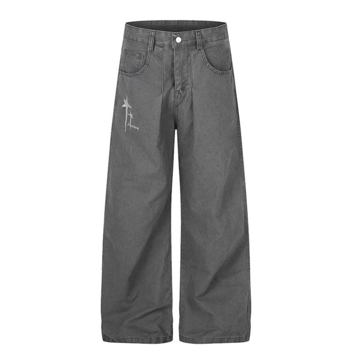 Damen Highwaist Culotte-Jeans mit weitem Bein, hoher Taille und dezenter Stern-Applikation Echoarchiv