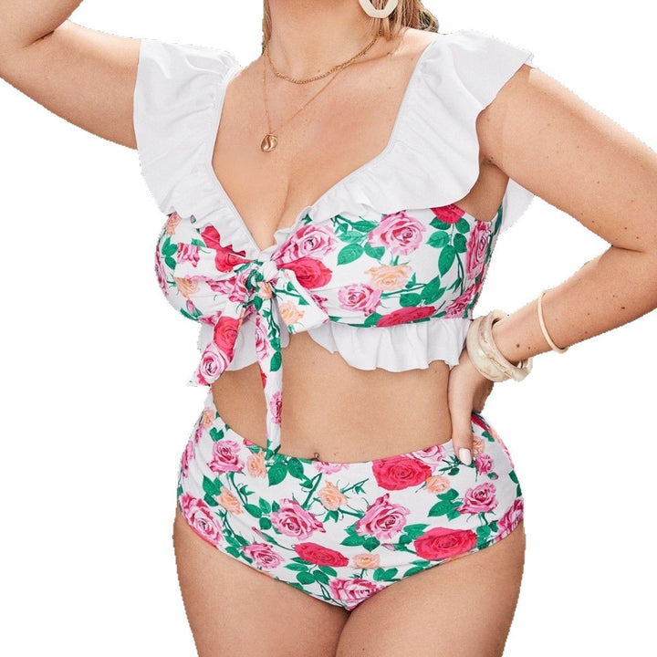 Damen Bikini-Set mit floralem Wickeloberteil und hoch geschnittenen Höschen Echo Archiv