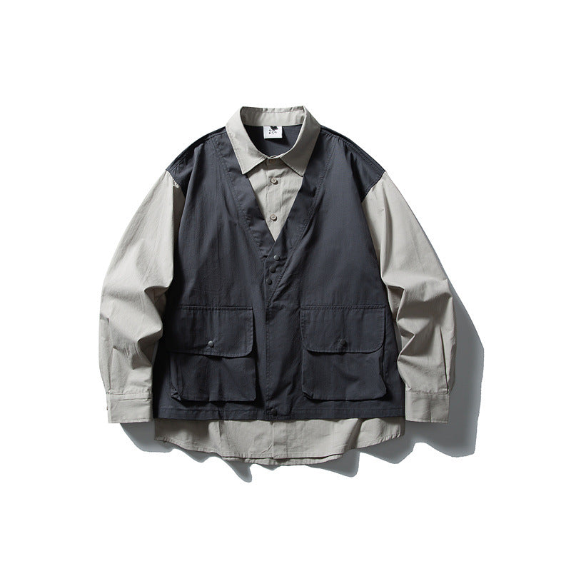 Herren Layering‑Hemd mit integrierter Utility‑Weste und Pattentaschen Echoarchiv