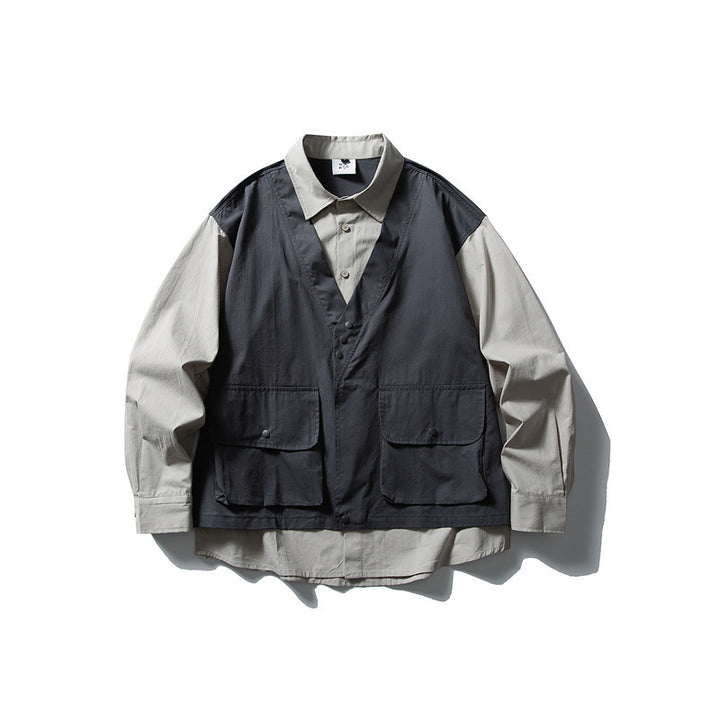 Herren Layering‑Hemd mit integrierter Utility‑Weste und Pattentaschen Echoarchiv