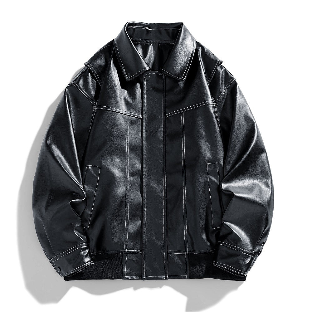 Herren Kunstlederjacke mit modernem Schnitt und funktionalen Taschen Echoarchiv