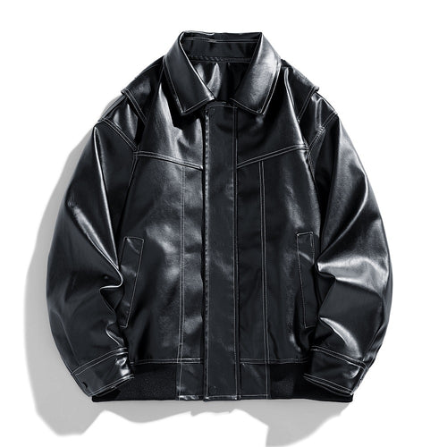 Herren Kunstlederjacke mit modernem Schnitt und funktionalen Taschen Echoarchiv
