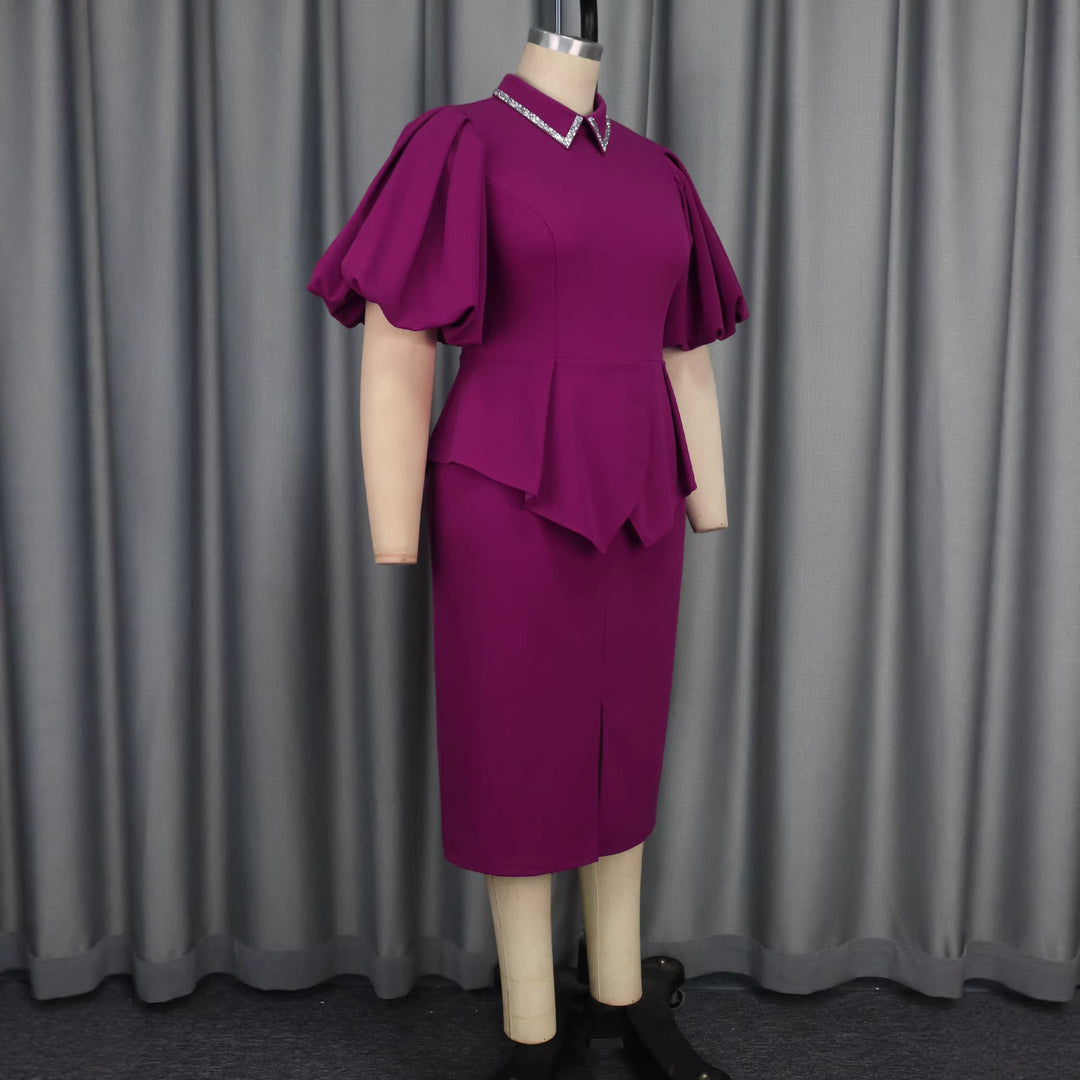 Damen Peplum Kleid mit elegantem Kristallkragen Echo Archiv