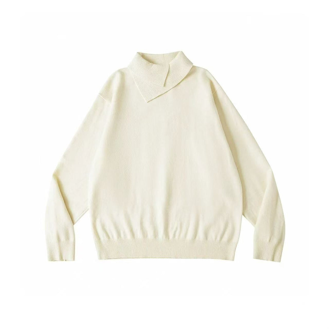 Damen Modischer Grobstrickpullover mit hohem Kragen Echoarchiv