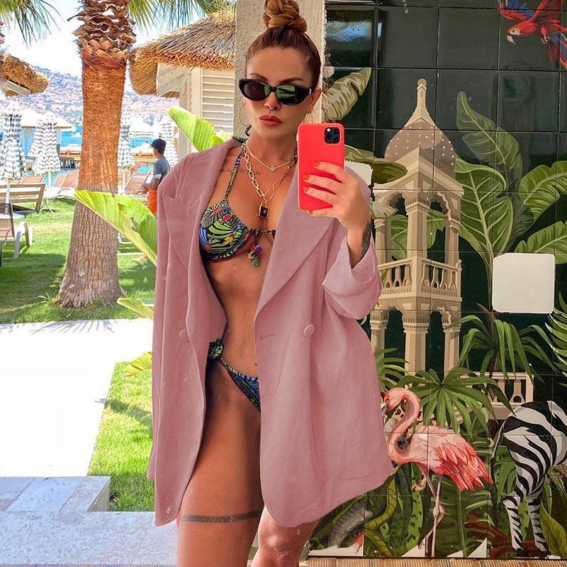 [Damen] Leichter Oversize-Strandblazer als lässiges Cover-Up mit fallendem Revers Echoarchiv