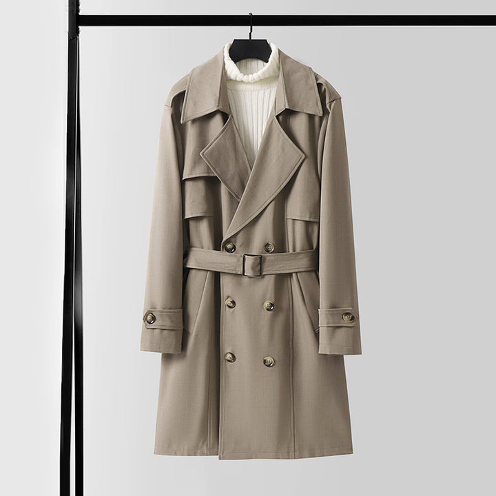 Damen Doppelreihiger Kurztrenchcoat aus leichtem Wollmix mit soften Fall und Schulterklappen Echoarchiv