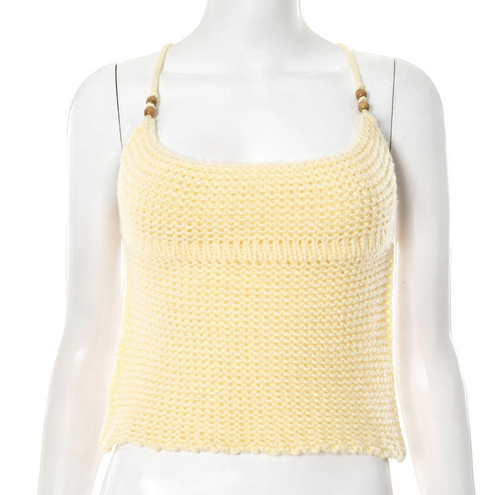 Damen luftiges Stricktop mit verstellbaren Trägern und dekorativem Saum Echo Archiv
