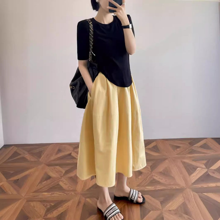Damen Eleganter, weit geschnittener Midirock Echoarchiv