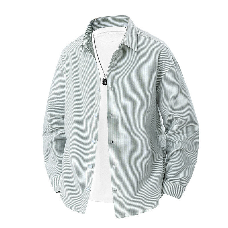 Herren nan gestreiftes Overshirt-Hemd mit lockerer Passform und Kentkragen Echo Archiv