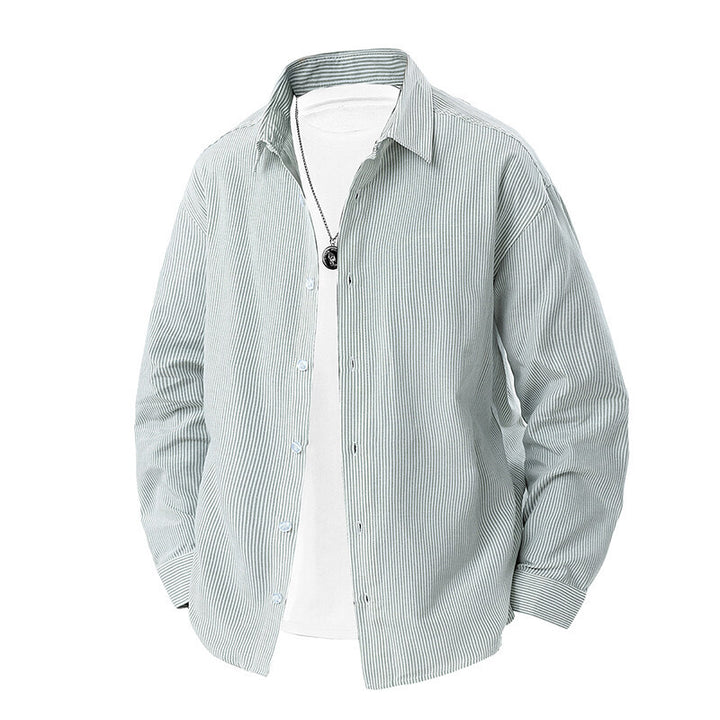 Herren nan gestreiftes Overshirt-Hemd mit lockerer Passform und Kentkragen Echo Archiv
