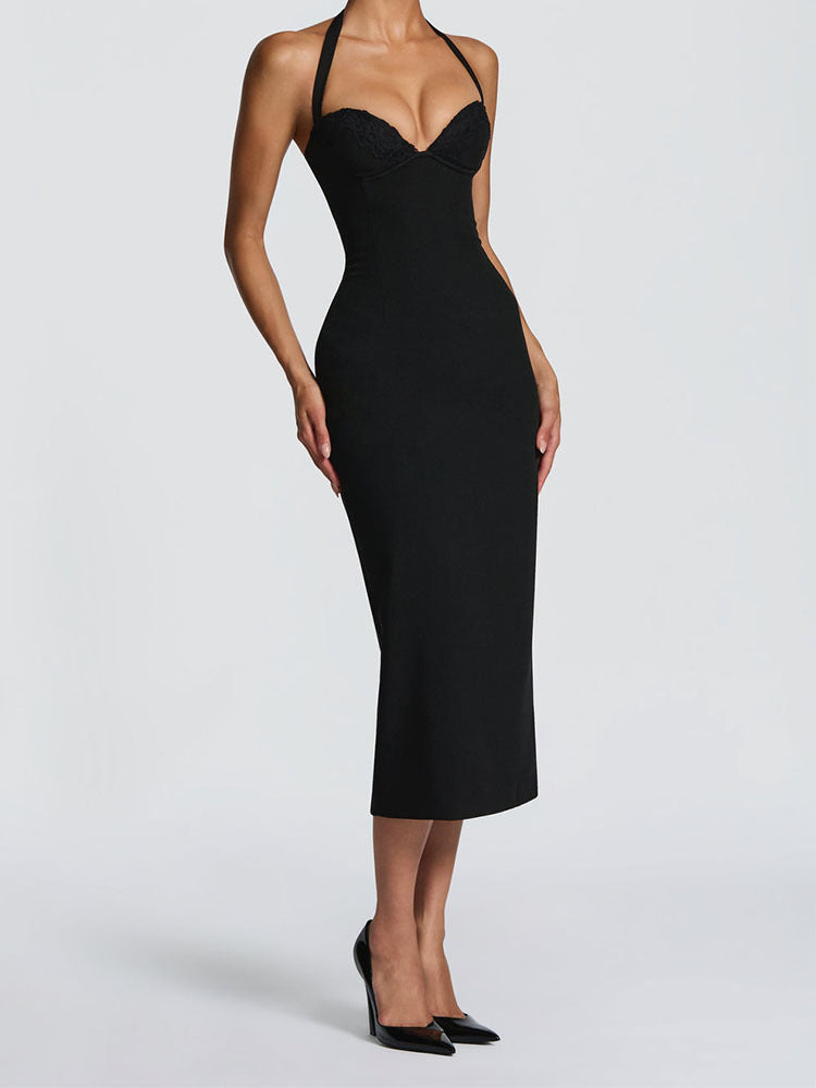 Damen Elegantes Bodycon-Kleid mit Halterdesign Echo Archiv