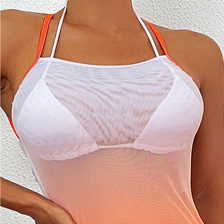 Damen Strandkleid mit transparentem Design und Längsstreifen Echo Archiv