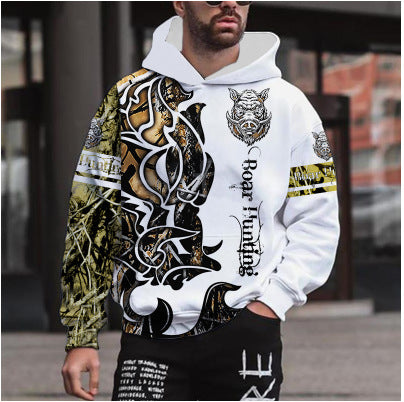 Herren Kapuzenpullover mit auffälligem Löwenmotiv und kreativen Grafiken Echoarchiv
