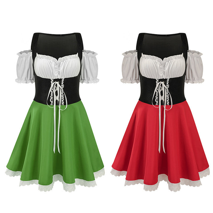 Damen nan traditionelles Dirndlkleid mit Schnürcorsage und Carmenärmeln Echo Archiv