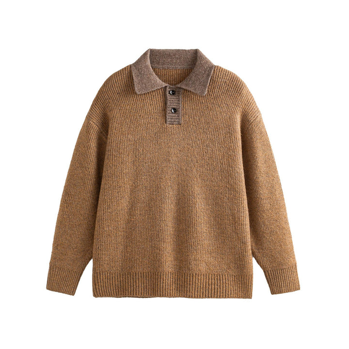 Damen Strickpoloshirt mit Fleckmuster, Rippstruktur und Knopfleiste Echoarchiv