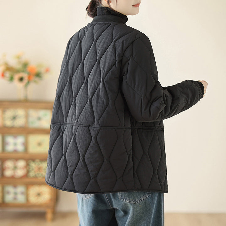 Damen leichte wattierte Übergangsjacke mit oversized Schnitt, elastischen Ärmelbündchen und verdeckter Druckknopfleiste – Célinea