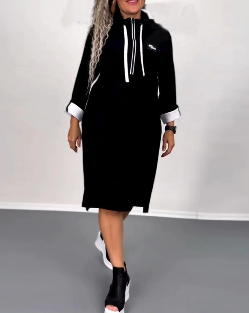 Damen nan Hoodie-Midikleid mit Kapuze, Kordelzug und krempelbaren Manschetten Echo Archiv