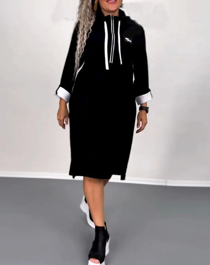Damen nan Hoodie-Midikleid mit Kapuze, Kordelzug und krempelbaren Manschetten Echo Archiv