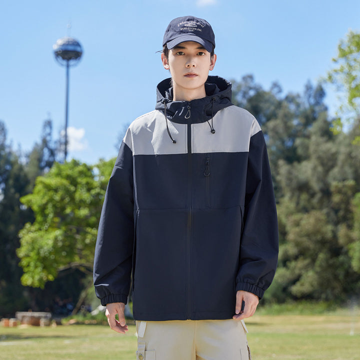 Herren Modische Windbreakerjacke mit verstellbarem Kapuzenkragen Echoarchiv