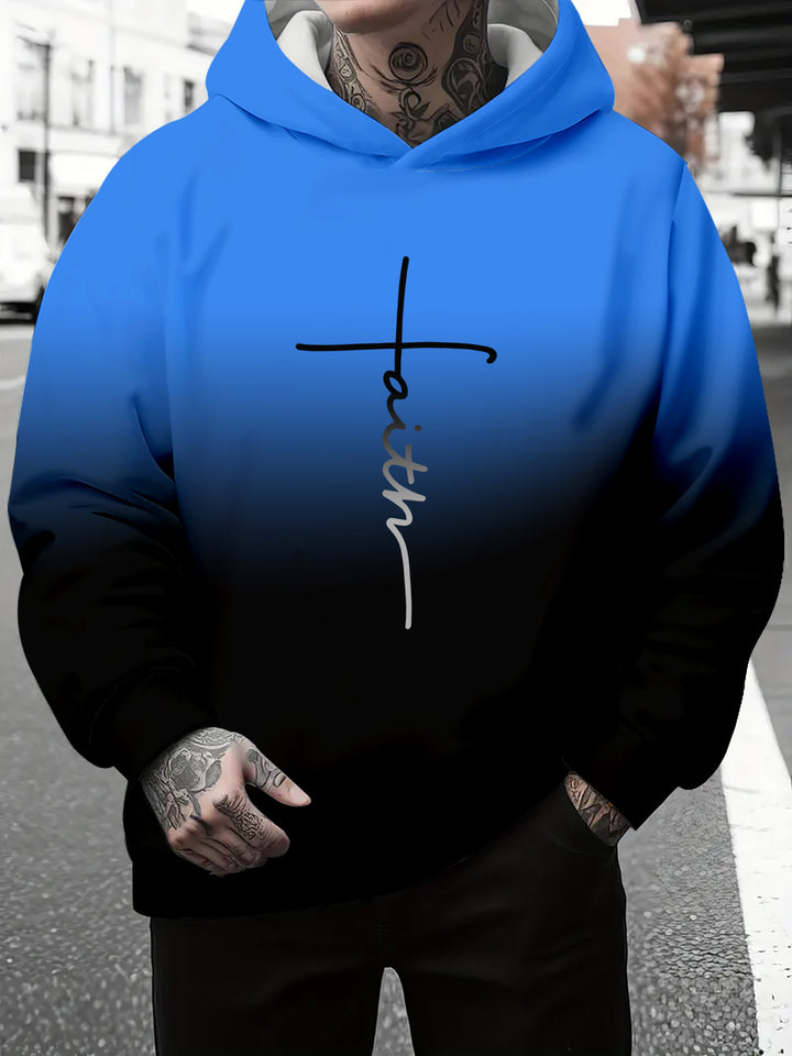 Herren Kapuzenpullover mit subtiler Farbverlauf-Optik und inspirierendem Schriftzug Echoarchiv