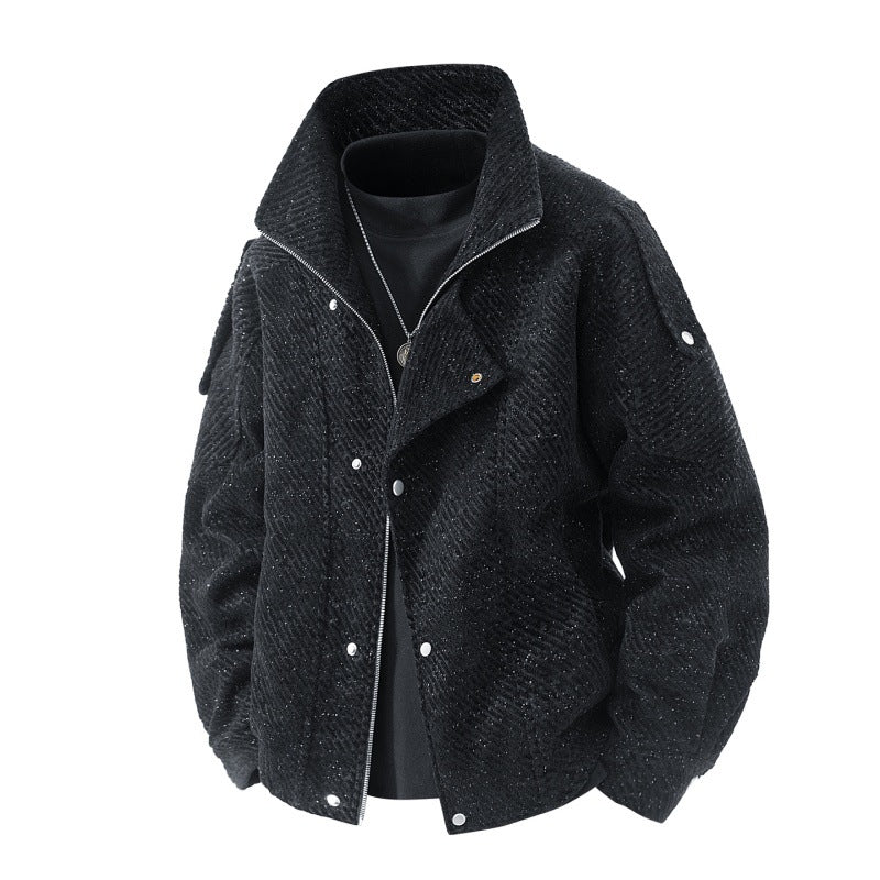 Herren gepolsterte Wollmischung Übergangsjacke im Oversized-Schnitt mit Stehkragen – Taviero