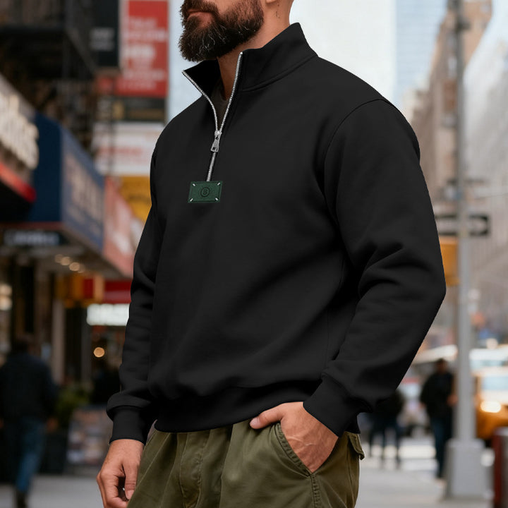 Herren nan hochgeschlossener Quarterzip-Sweatshirt aus schwerem Baumwollfleece mit Stehkragen Echo Archiv