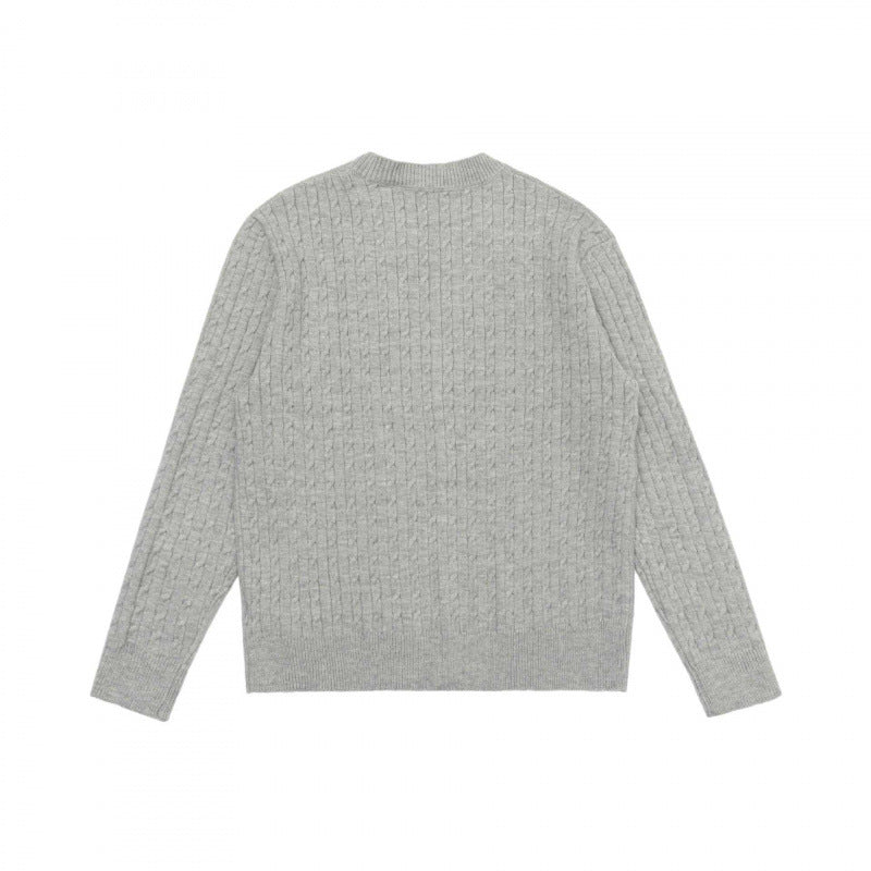 Unisex Kurz geschnittene Zopfstrick-Cardigan mit Rundhalsausschnitt und Perlmuttknöpfen Echo Archiv