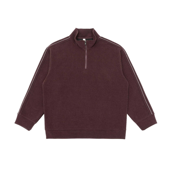 Unisex Halbzip‑Pullover mit Stehkragen und diagonaler Rippenstruktur Echoarchiv